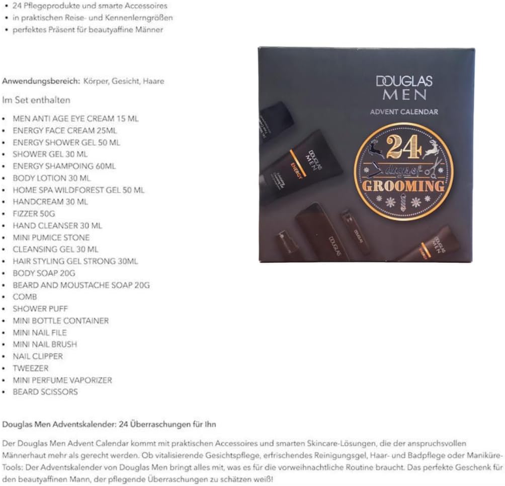 DOUGLAS Adventskalender 2025 Männer Beauty -EXKLUSIV EDITION- 24 Pflege Beauty Kosmetik Advent Kalender für den Mann, Weihnachtskalender Wert 140 €, Herren