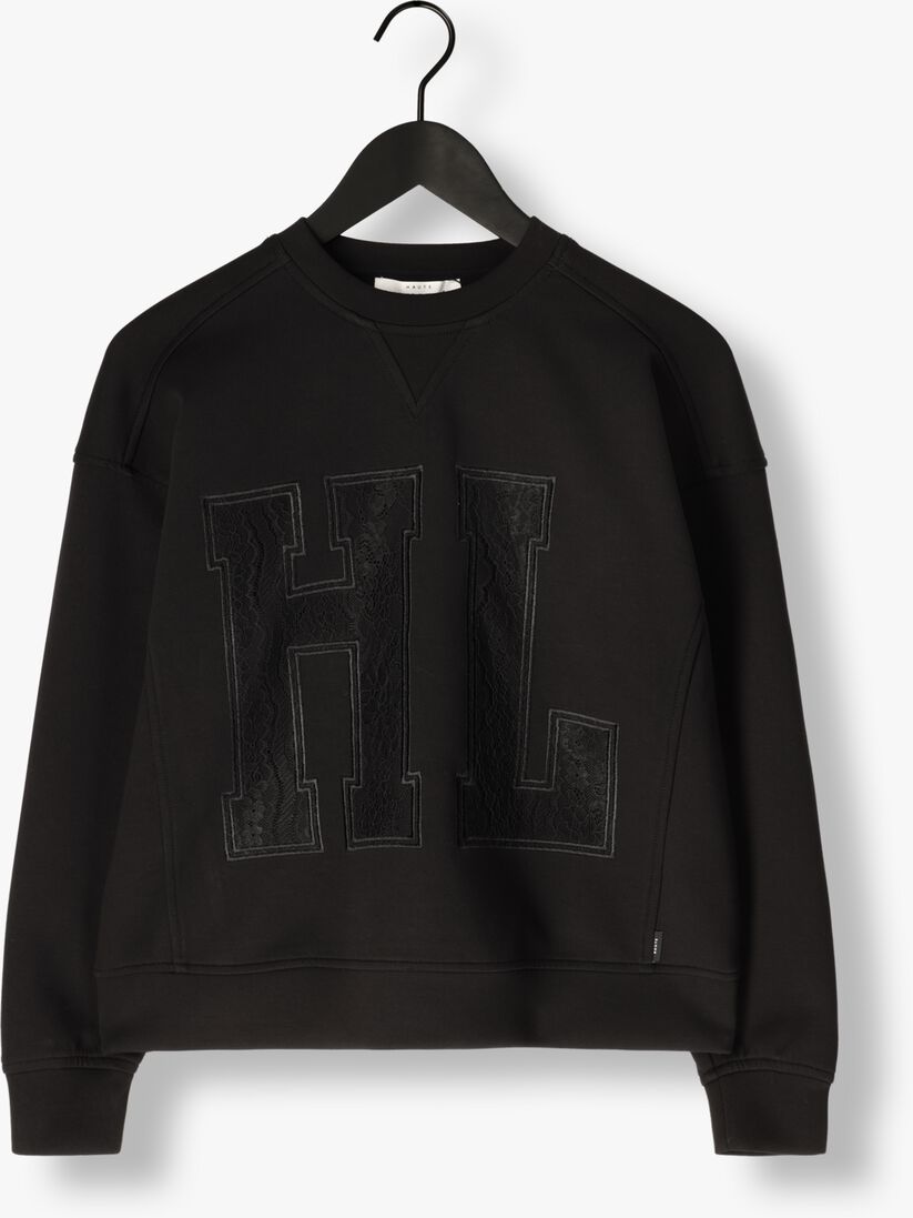 zwarte haute l'amitié sweater lace application sweat