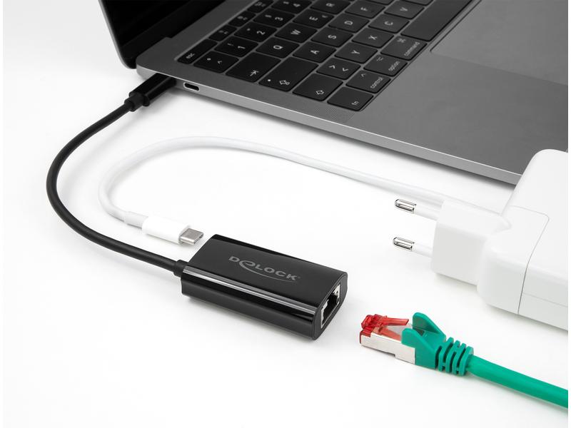 Delock Netzwerk-Adapter Gigabit mit Power Delivery 100 W US Delock USB Type-C Adapter zu Gigabit LAN mit Power Delivery 100 Watt
