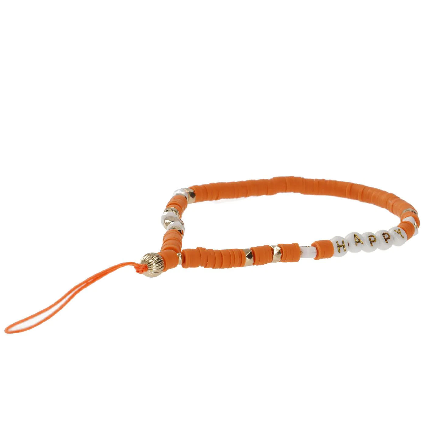 Handykette Perlen, orange, 23 cm