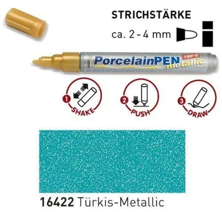 KREUL PorcelainPen metallic 160°C Türkis-Metallic