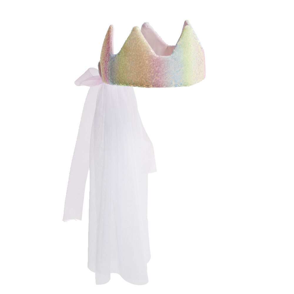 Couronne rose avec voile pour déguisement fille 8,5x47,5cm