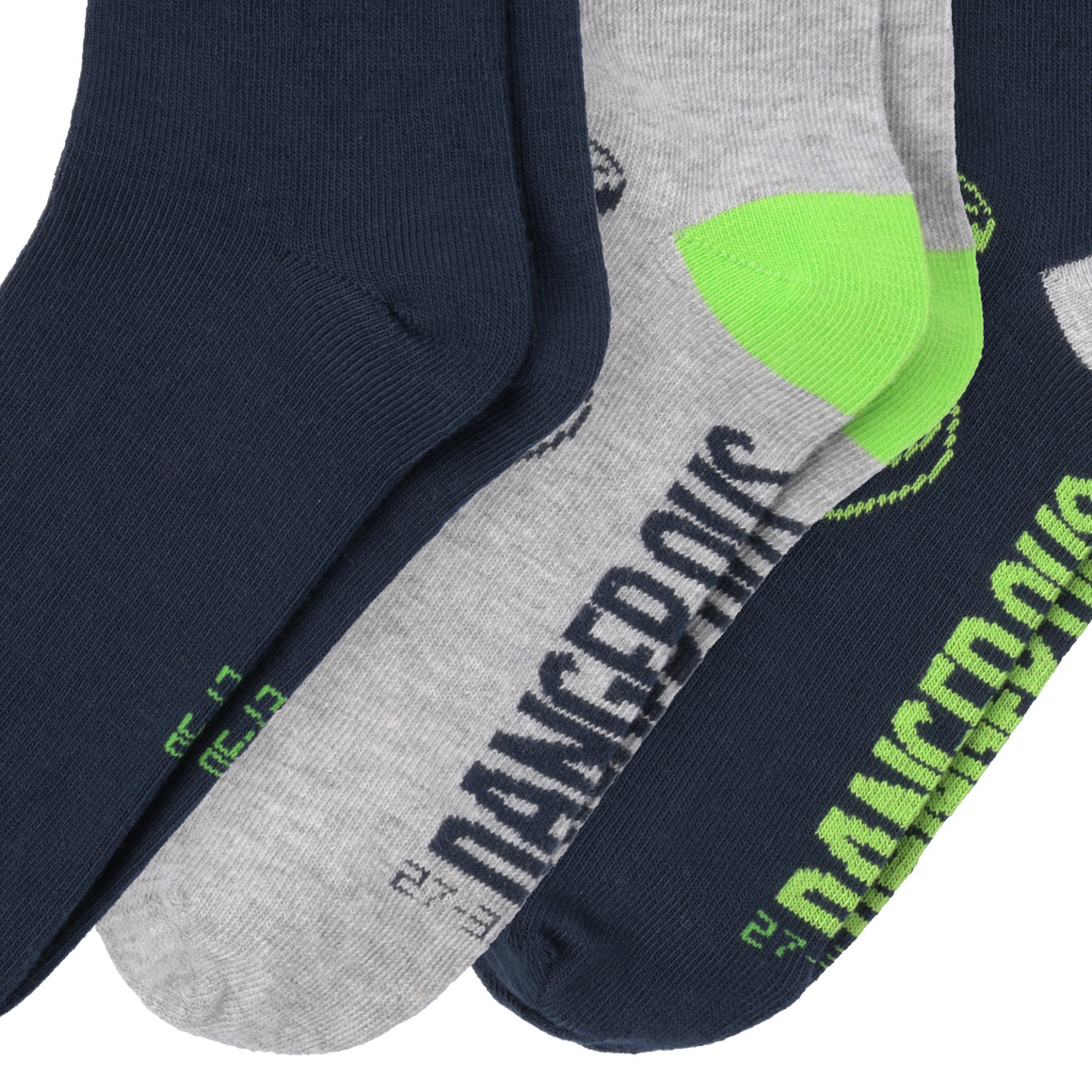 Topolino 3 Paar Jungen Socken mit Dino-Motiven dunkelblau / hellgrau