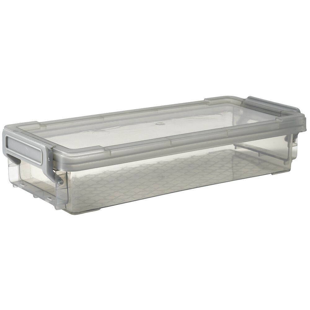Boîte de rangement avec fermeture à clip gris 4 L