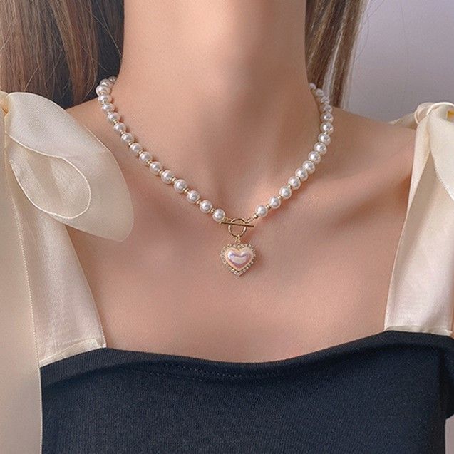 Milkieway - Kunstparel Hart Ketting