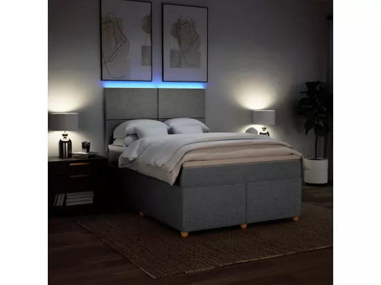 Sommier à lattes de lit avec matelas Gris clair 160x200cm Tissu