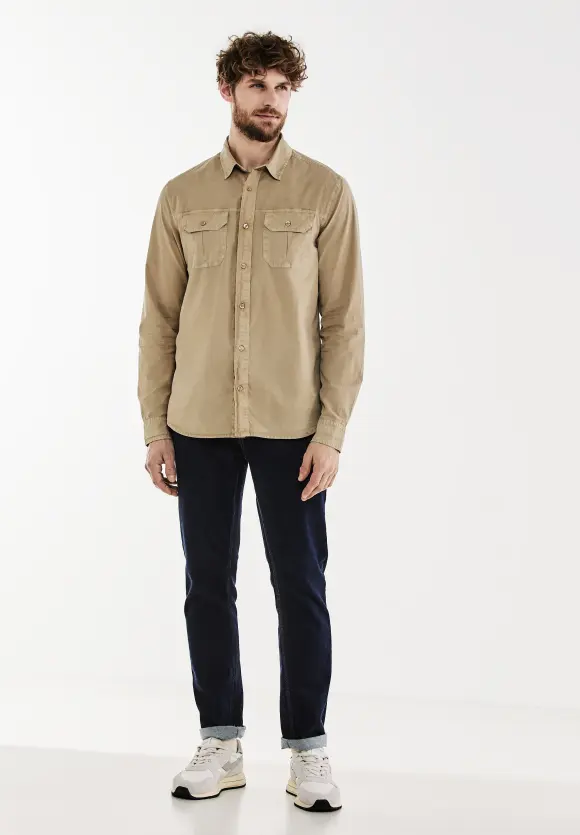 Hemd in washed Optik - dune sand