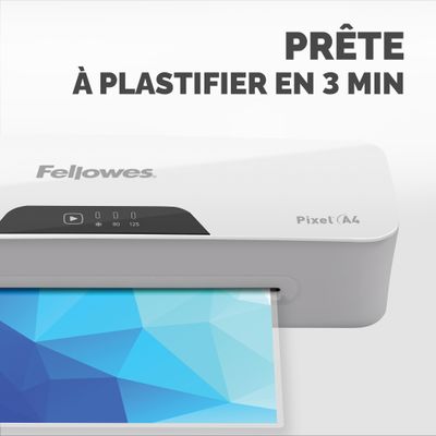 Fellowes Pixel - Plastifieuse A4 - de 80 à 125 microns, à chaud et à froid - anti-bourrage - temps de chauffe rapide