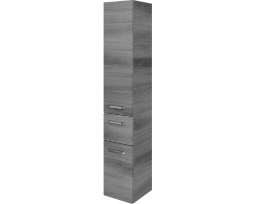 Jungborn VENTITRE hoge kast, BxHxD 30 x 168 x 33 cm, frontkleur grafiet, horizontaal houtnerfpatroon