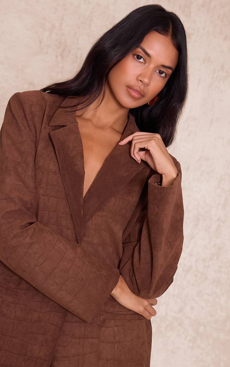 Chocolat Blazer En Synthétique Effet Croco