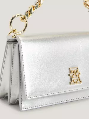 Bolsa transversal metálica com monograma TH
