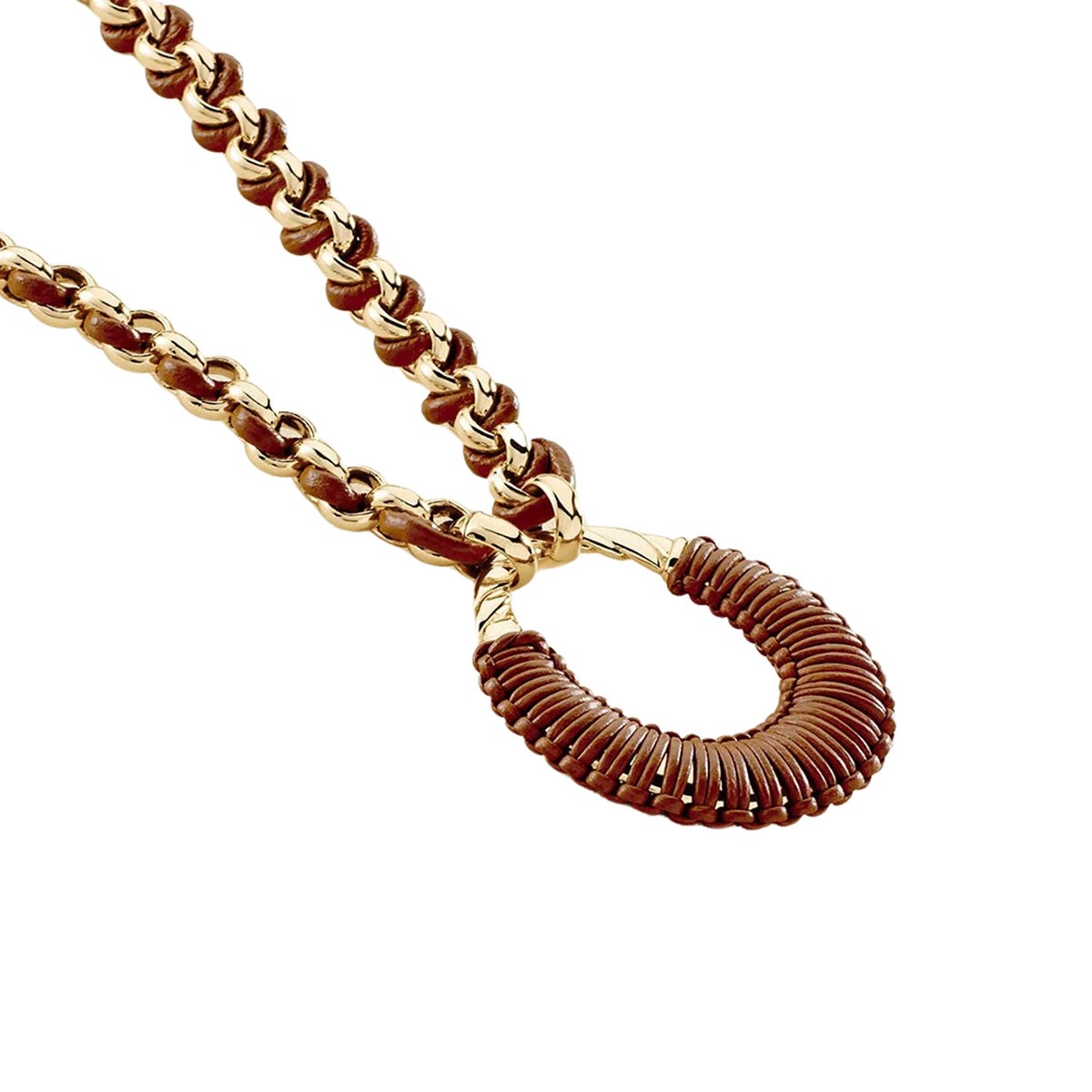 Sautoir Agatha Twiggy dorécuir camel