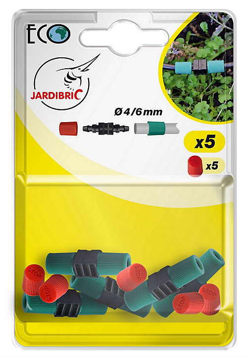 Jonction compression extra Ø6 + bouchon (5 pièces)