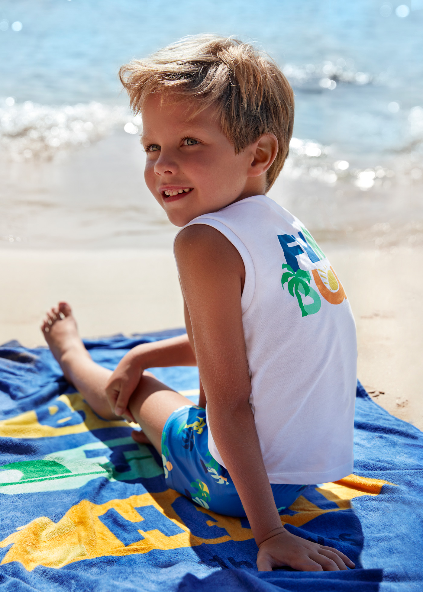Camiseta sem mangas Better Cotton para meninos, branca