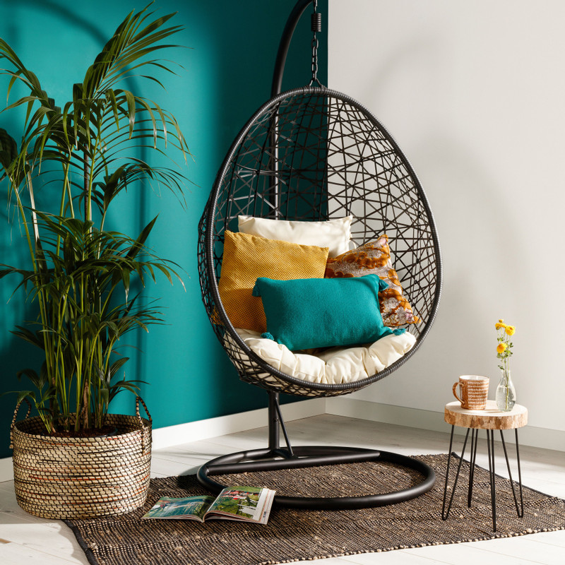 Hangstoel swing met standaard - zwart - ø104x200 cm
