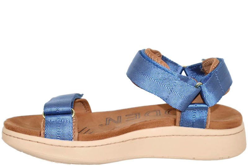 WODEN LINE OLD DENIM SANDAL I BLÅT TEKSTIL