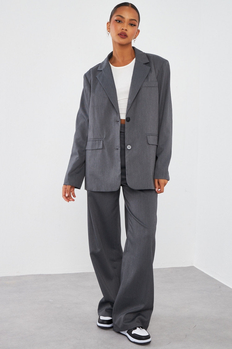 Blazer oversize gris chiné
