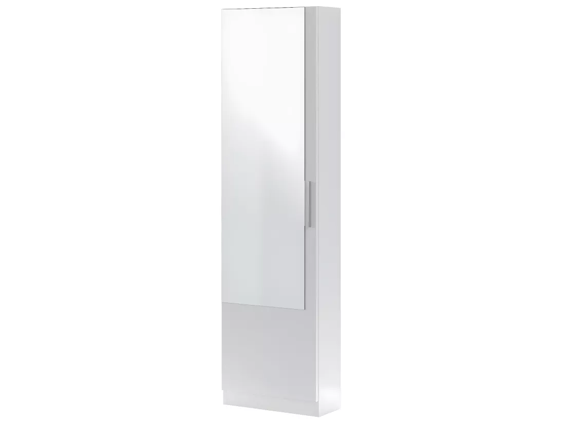 Armoire à chaussures en panneaux de particules mélaminé avec miroir - Longueur 50 x Profondeur 22 x Hauteur 180 cm