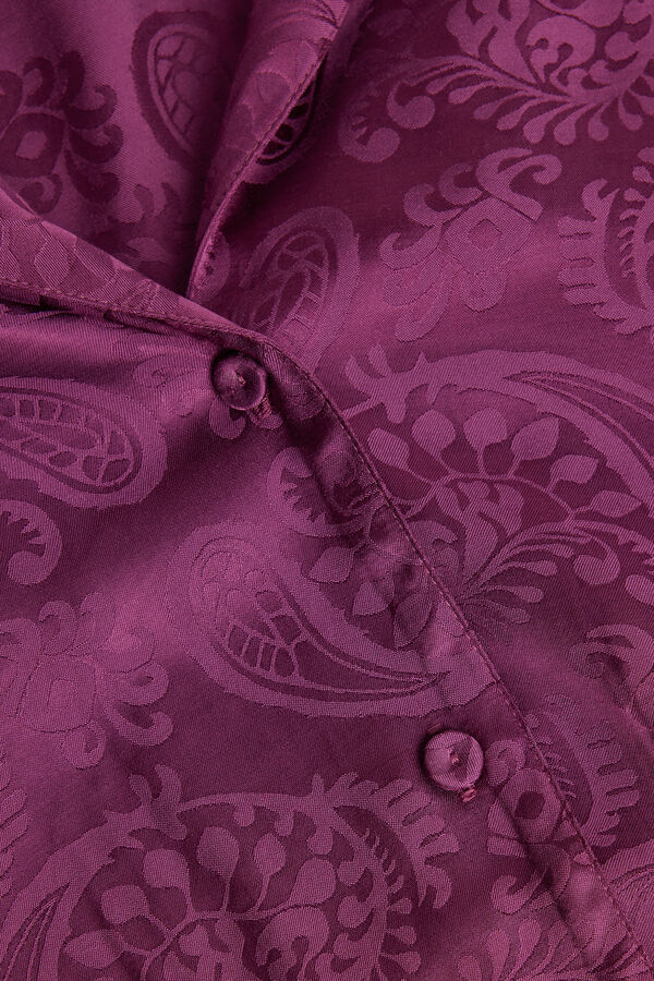 Camiseta de manga comprida em veludo jacquard acetinado com estampa paisley