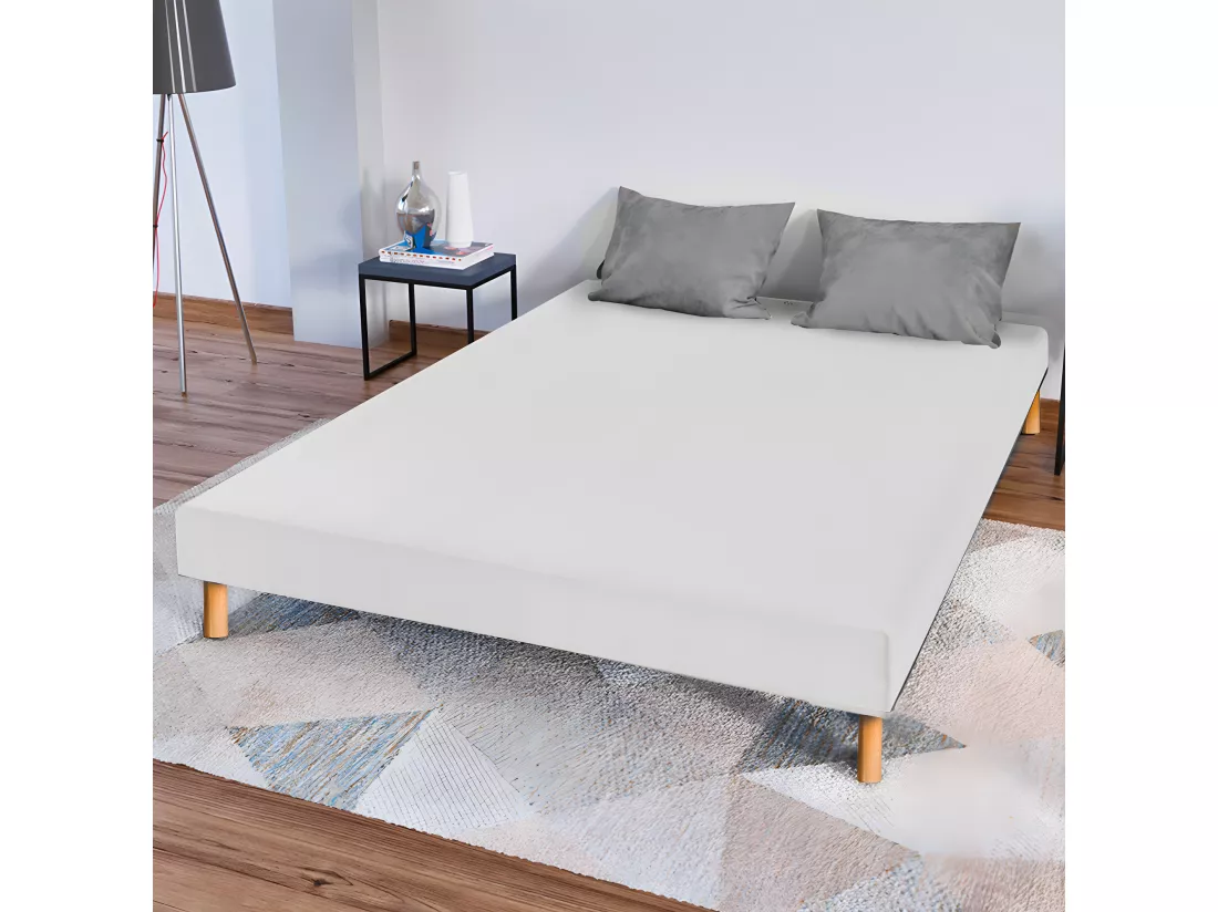 BELLECOUR LITERIE | Sommier tapissier CAPUCINE 90x190 cm | Epaisseur 13 cm | Blanc (pieds non inclus)