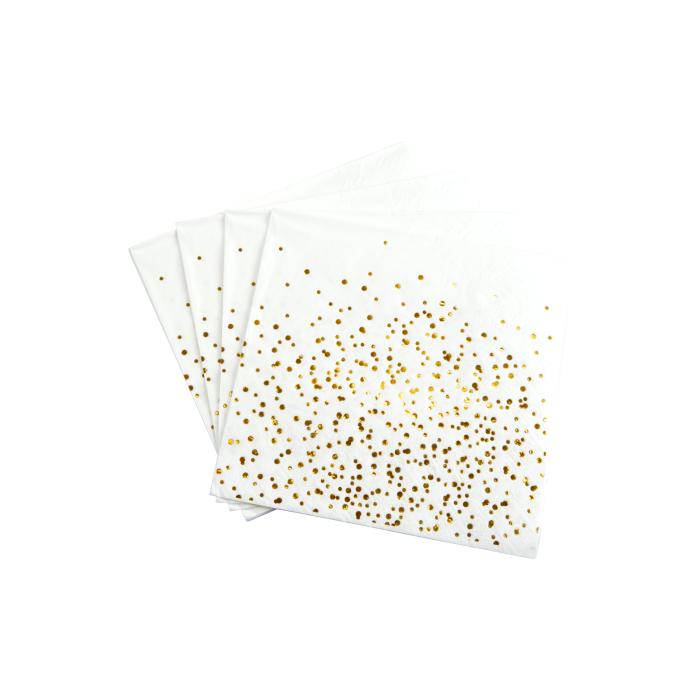 SET 20 SERVIETTES PAPIER 3 PLIS 33X33CM CONFETTIS OR