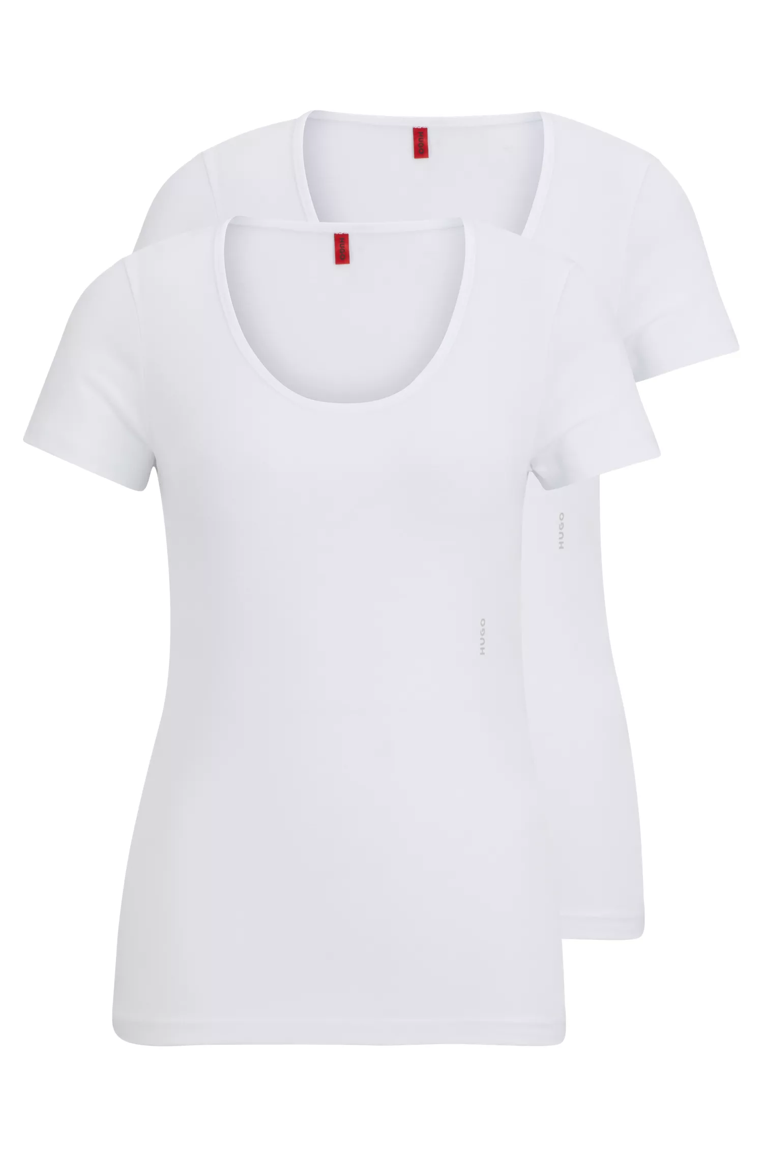 HUGO Vermelho - Pacote com duas camisetas de algodão elástico