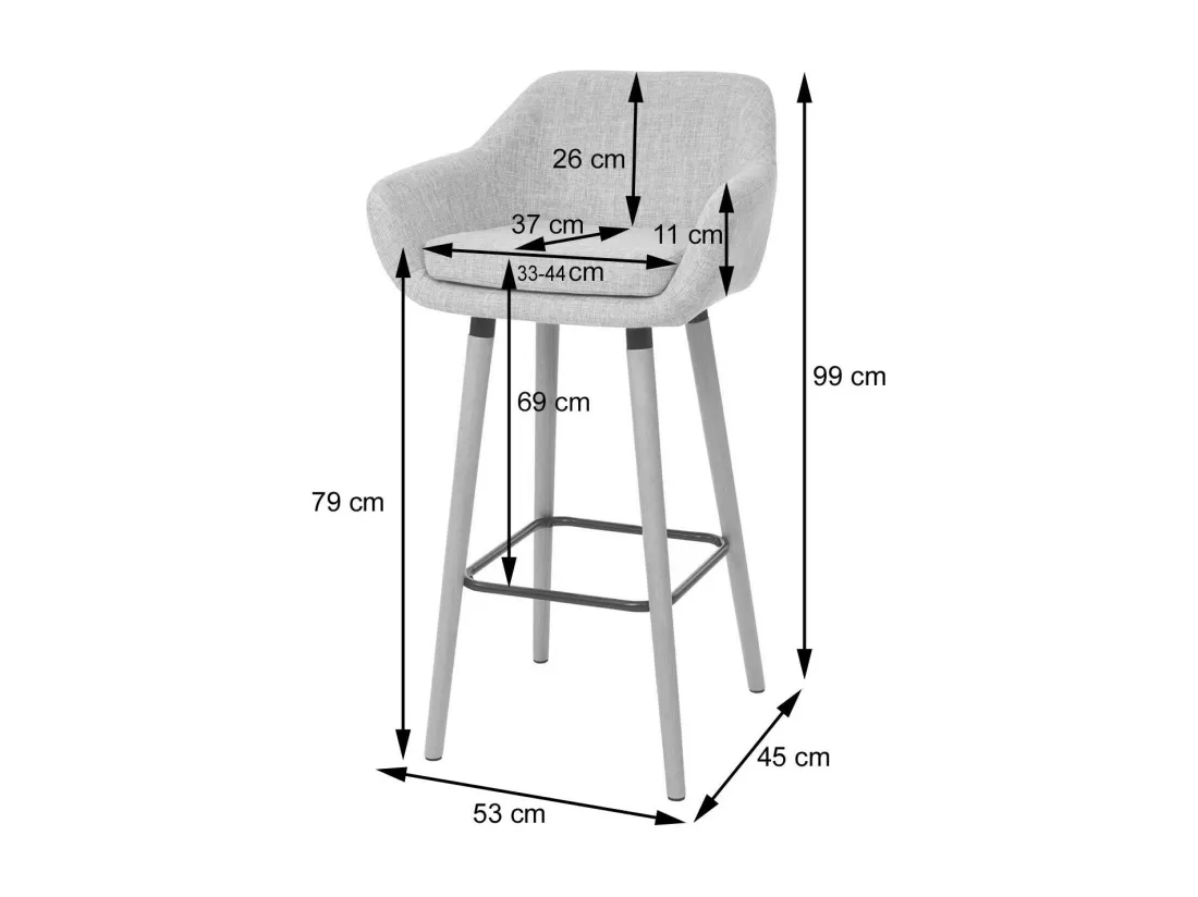 Tabouret de bar Vaasa T381 (lot de 2), similicuir, noir