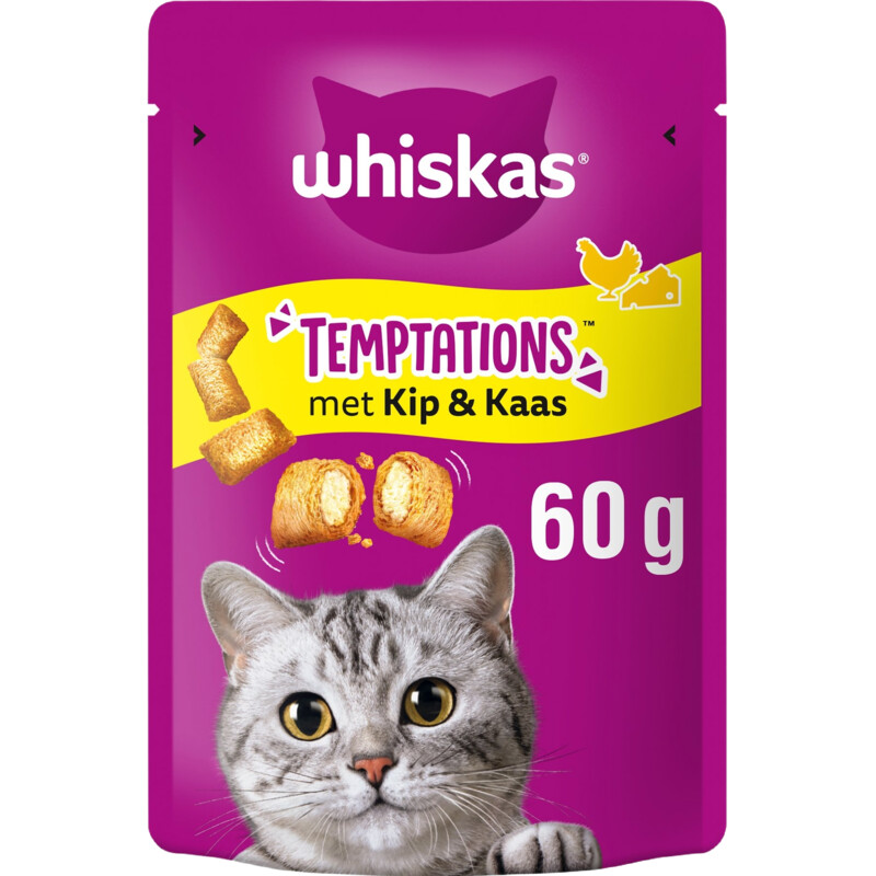 Whiskas Temptations kip & kaas kattensnacks