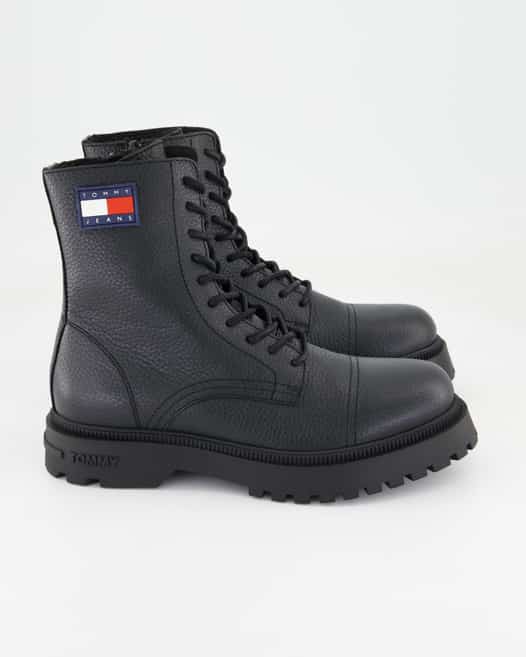 Tommy Hilfiger Jeans TJM Lace Up Mid Boot Tumbled Stiefeletten in Schwarz