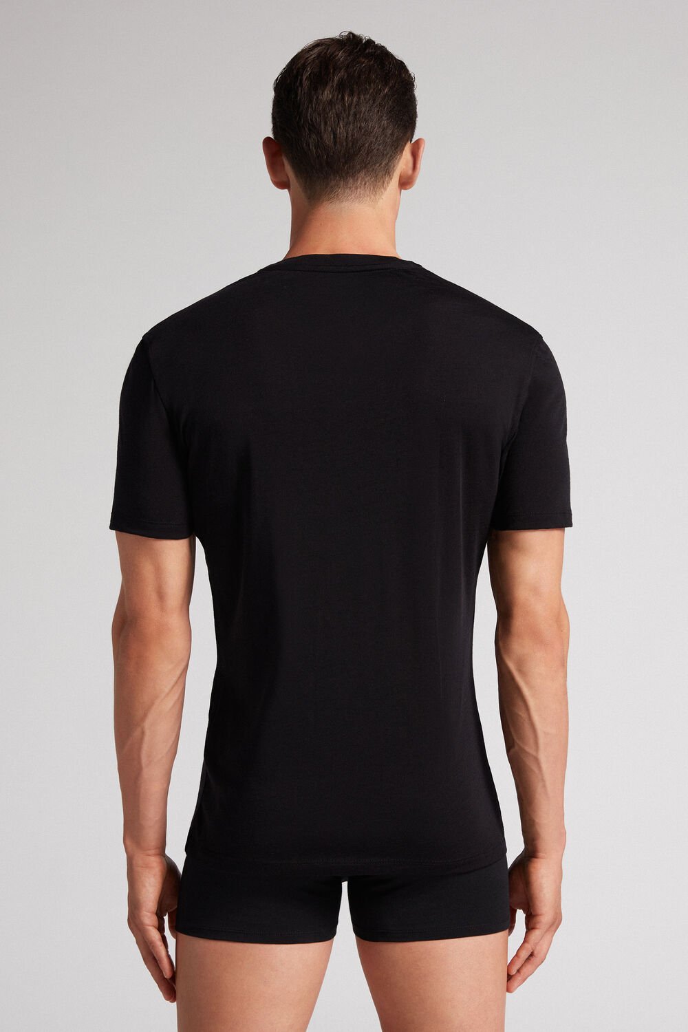 Camiseta de manga curta em lã merino elástica