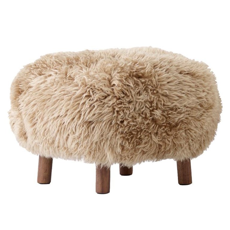 &tradition Little Petra ATD1 poef walnoot, Sheepskin Honey