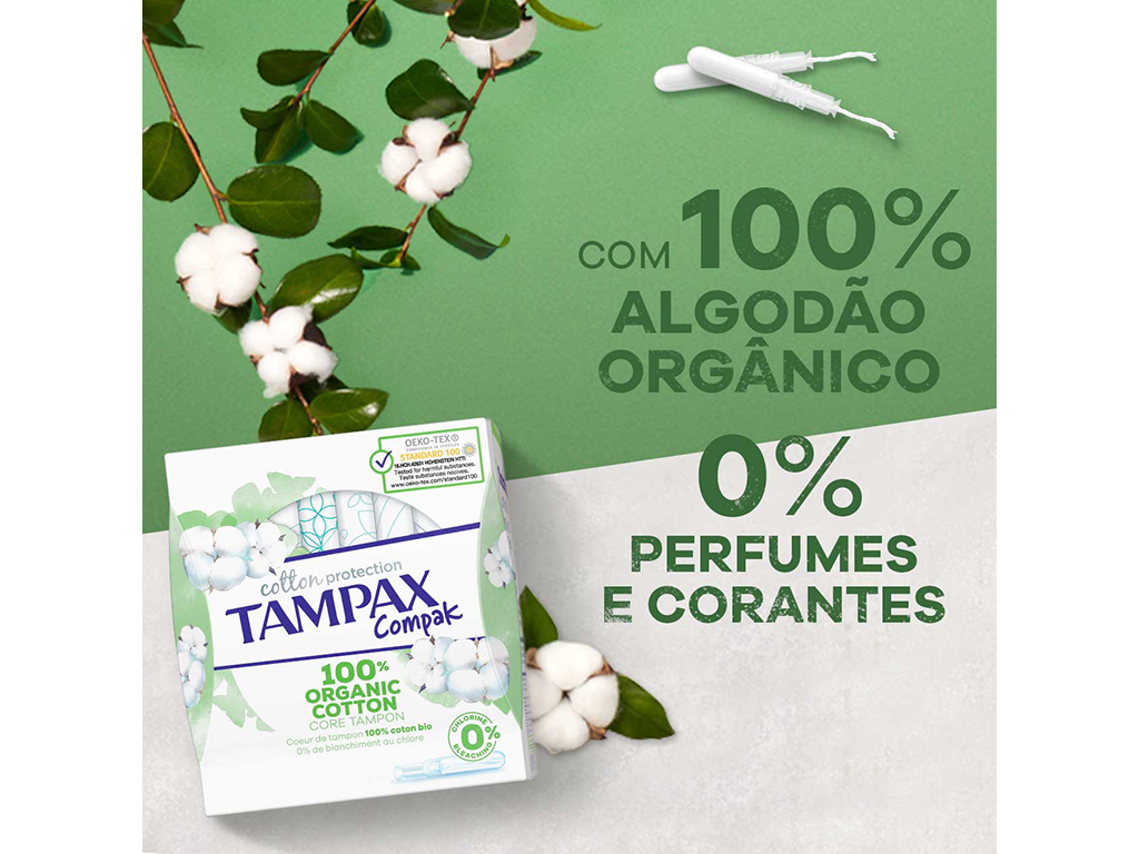 Tampões Algodão Orgânico Regular com Aplicador Tampax 16 un