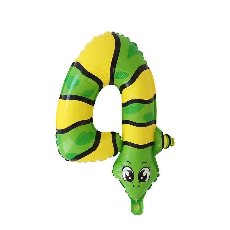 (45cm) Zahlen Ballon Tiere Kinder Geburtstags Party Luftballon Folienballon - Zahl 4 / Schlange