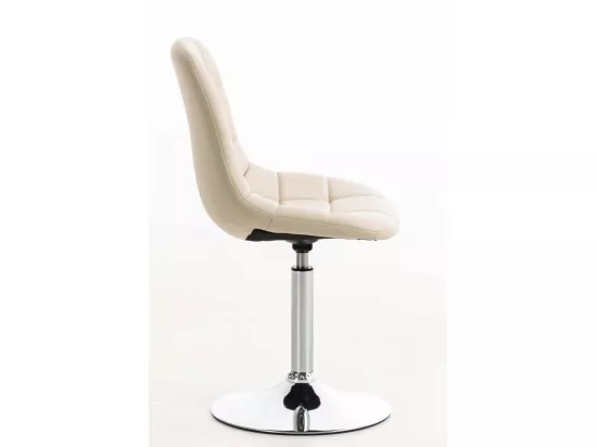 Chaise de bureau - Similicuir & Métal chromé - Crème - Emil
