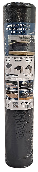 Membrane EPDM 2D étancheité des toitures - 1 mm - 3,37 m x 3 m