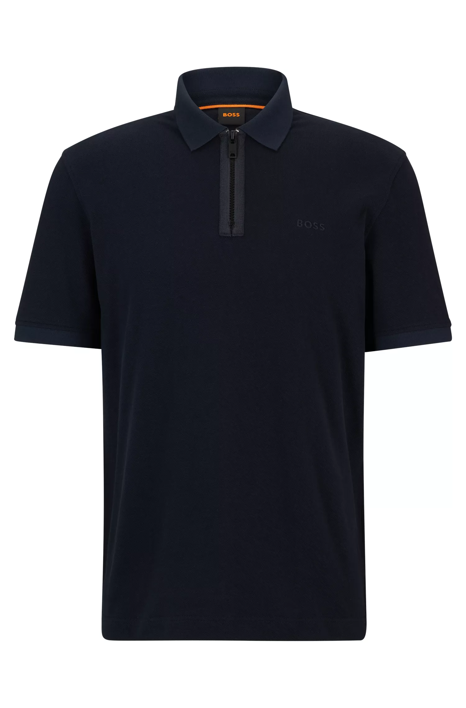 Camisa polo BOSS laranja em piqué de algodão com logotipo bordado.