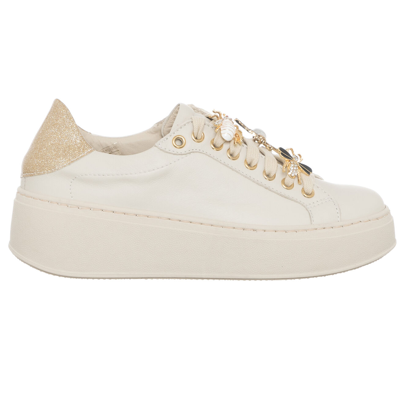 Loretta Pettinari Sneakers en Cuir Osta écru/beige