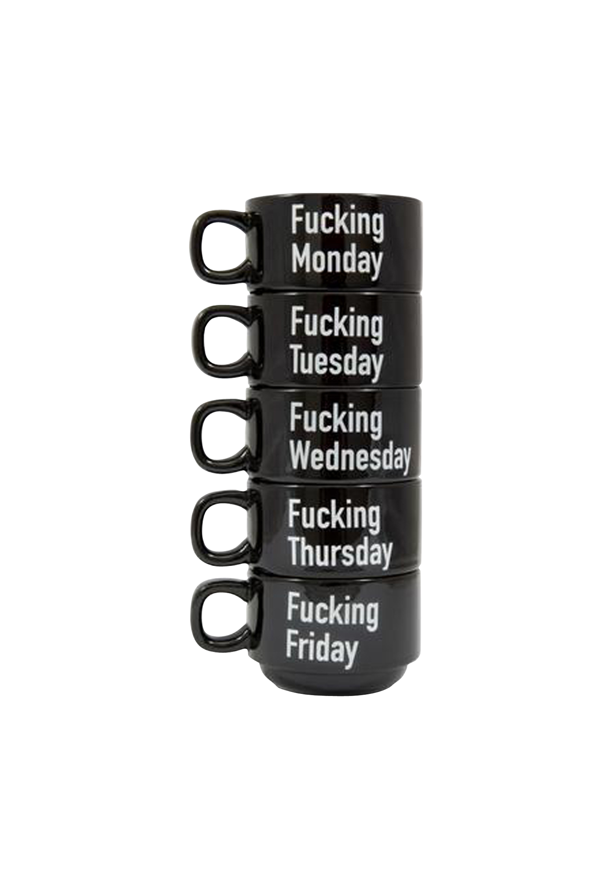 FISURA Set de 5 tasses FUCKING WEEK Noir
