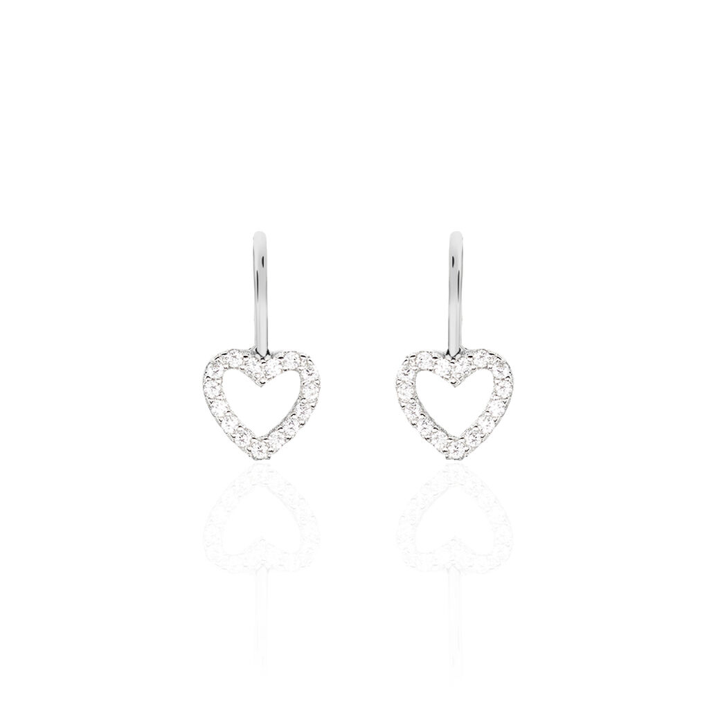 Boucles D'oreilles Pendantes Elisene Argent Blanc Oxyde De Zirconium