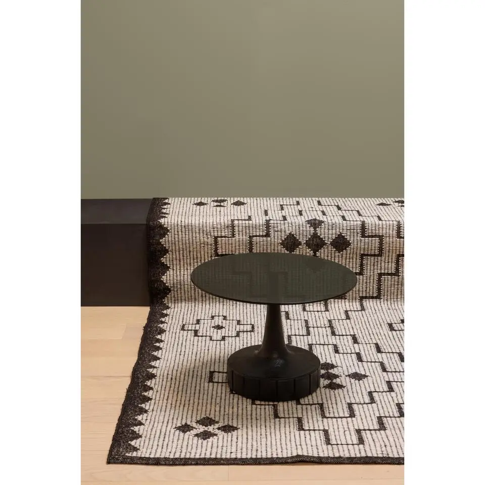 WOOOD Omari Vloerkleed - Wol/Jute - Naturel/Zwart - 1x160x230