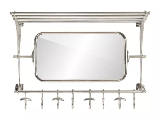 Porte-bagages avec cintres et miroir mural aluminium
