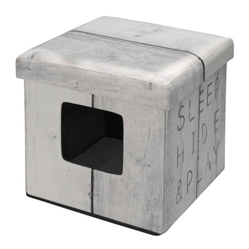 Cama otomana para animais de estimação Sleep Hide Play, branca