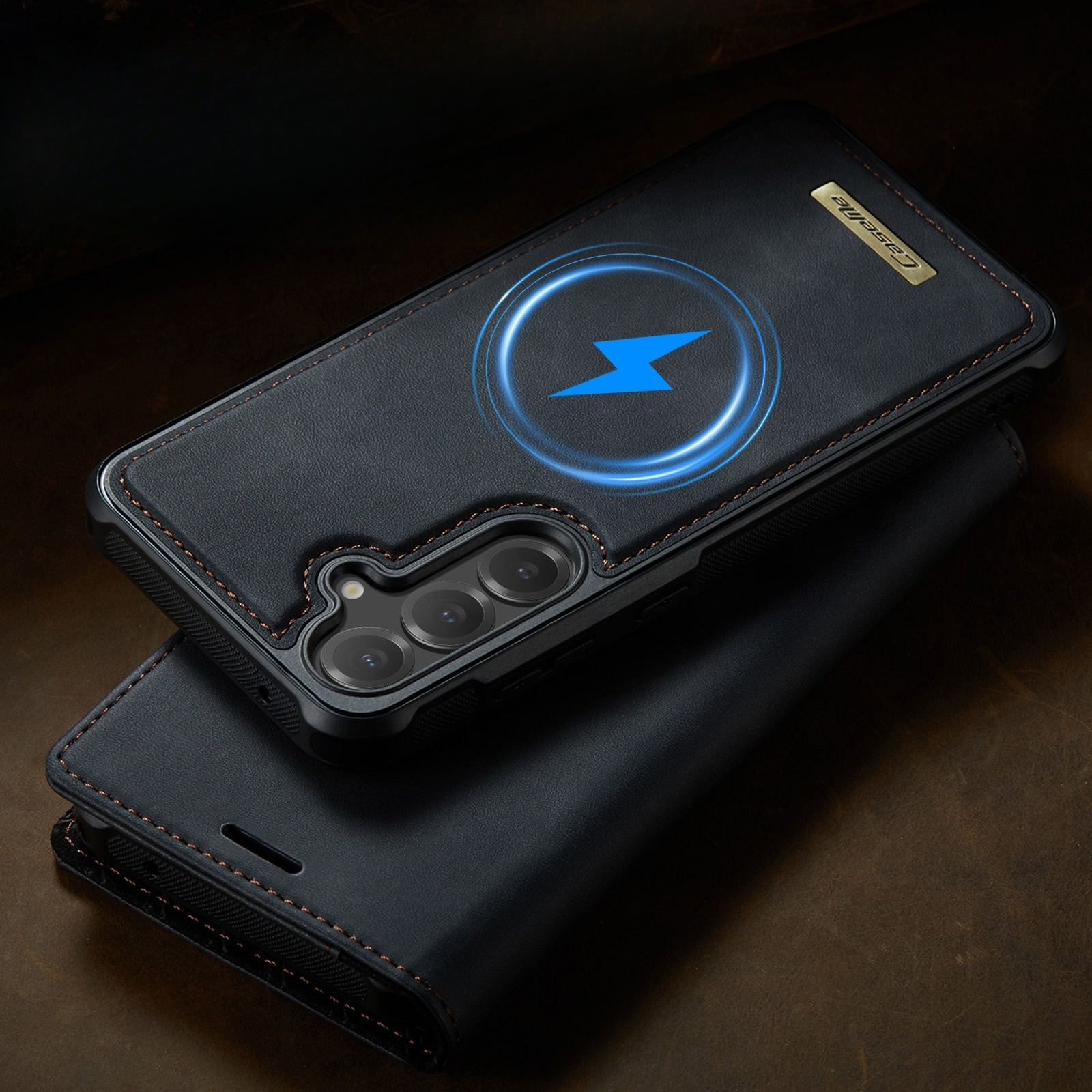 Samsung Galaxy S23 5G 2in1 Leder Tasche   Magnet Hardcase Karten Etui MagSafe-Modul (RFID Schutz) - Schwarz