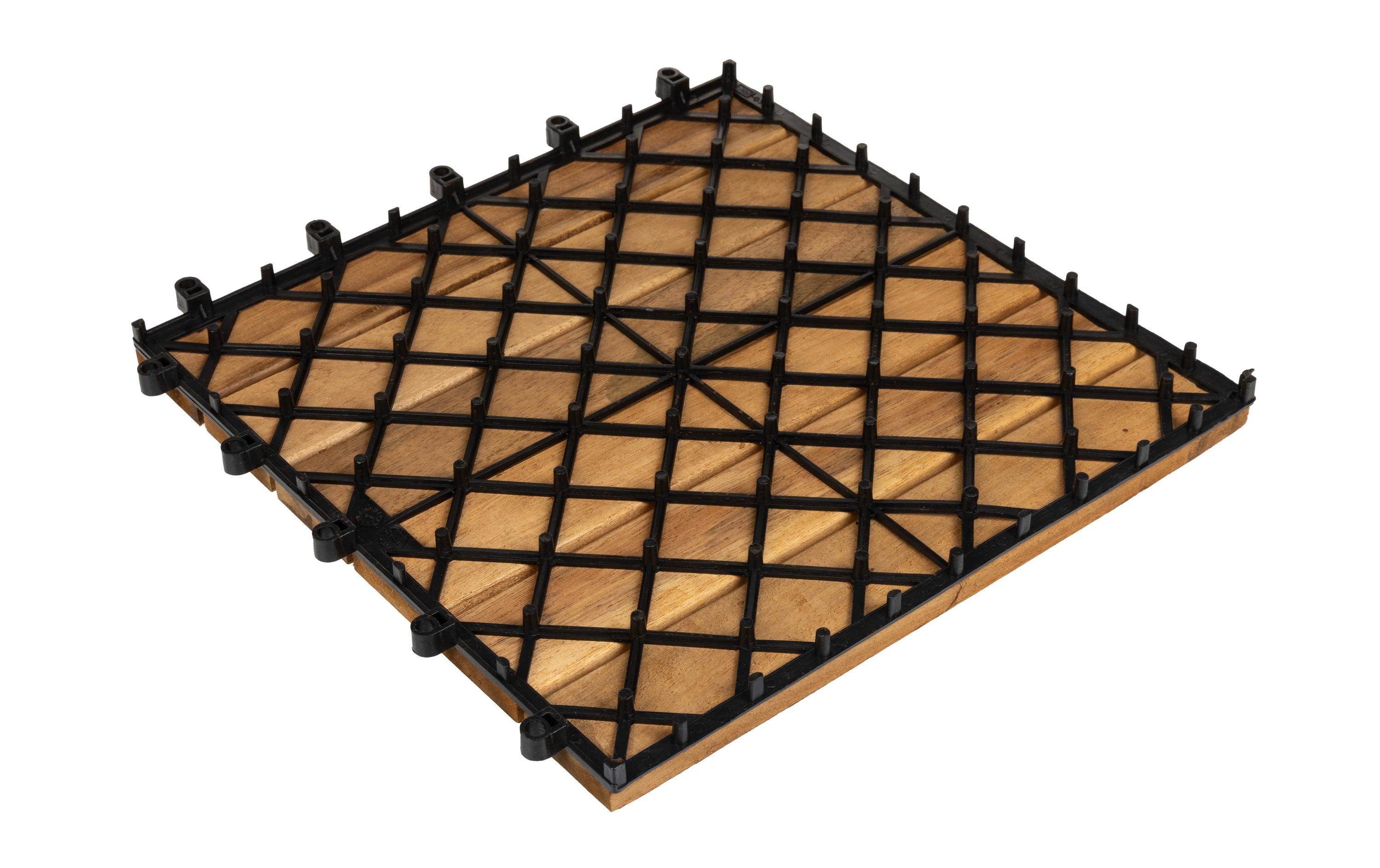 Balkon-& Terrassenplatten Akazie, 30 x 30 cm, 6 StückSet aus 6 Holzfliesen