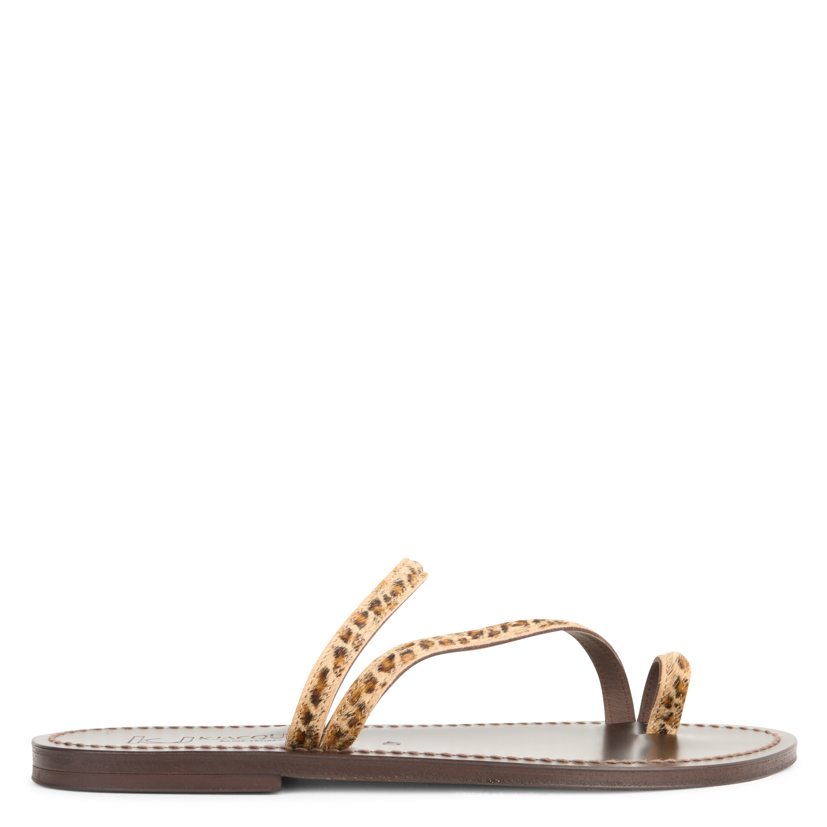 ACTIUM - Sandales plates en cuir imprimé | Marron