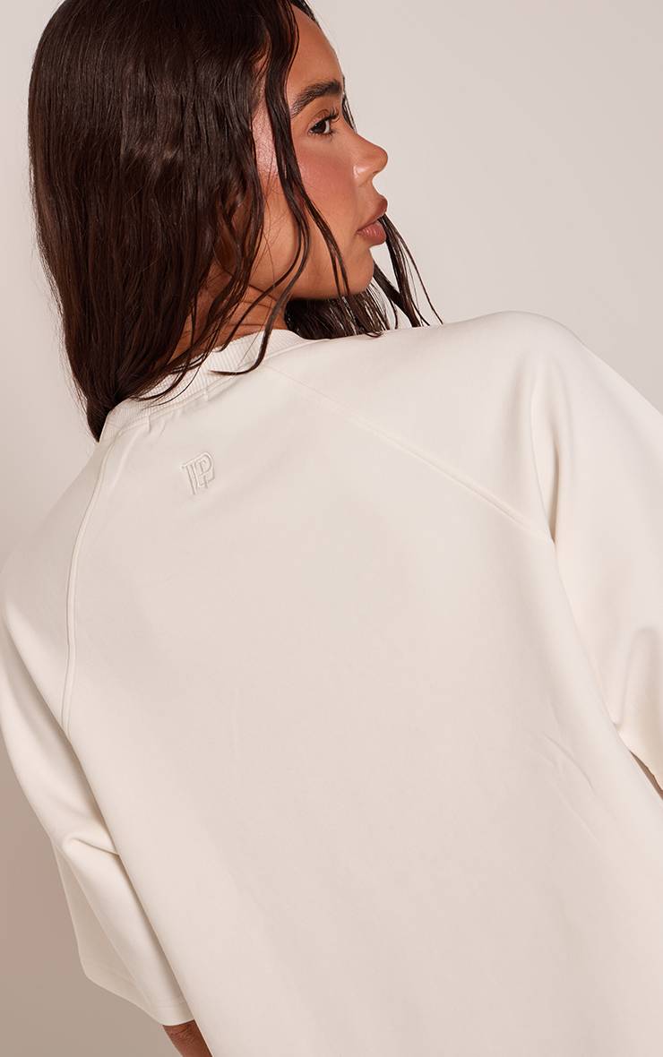 Crème T-shirt Boxy En Jersey Interlock