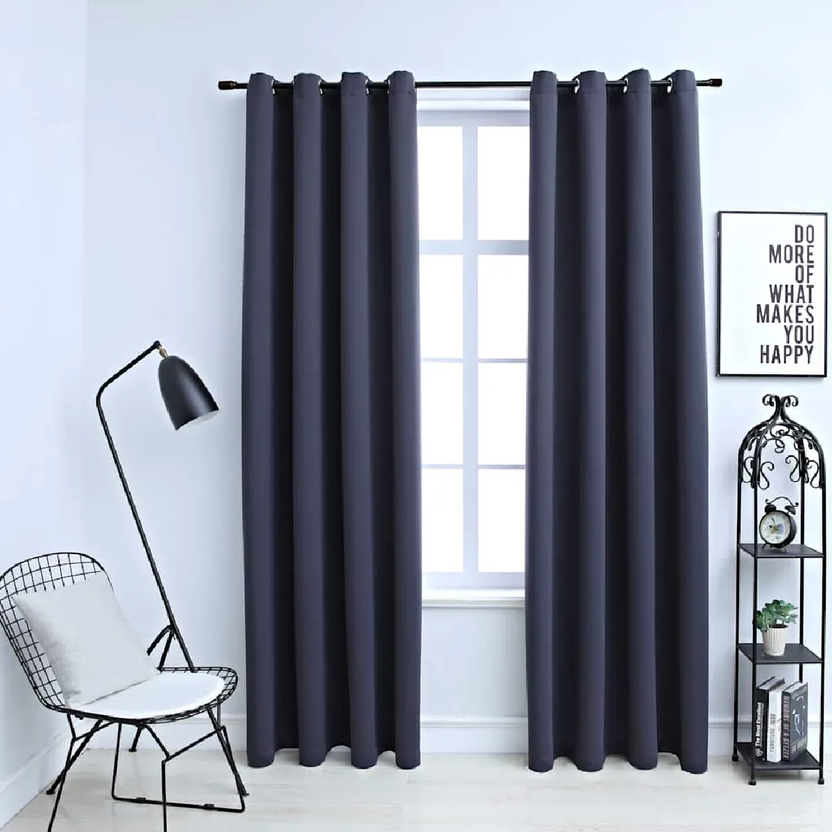vidaXL Rideaux Occultants Métal Anthracite