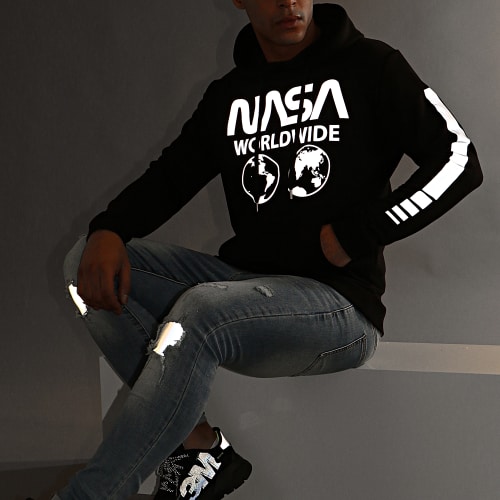 Sweat Capuche Worldwide Reflective Noir