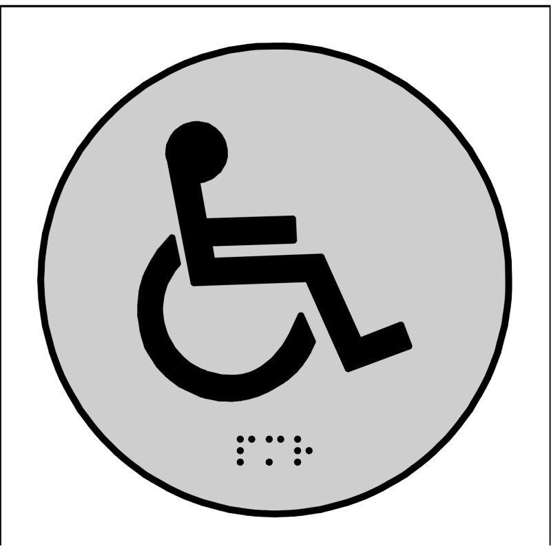 Plaque en relief et braille toilettes PMR  - diam 10cm
