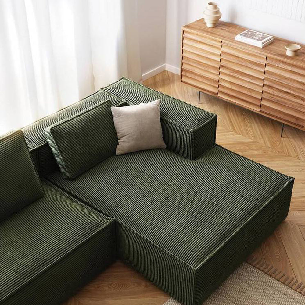 Kave Home Blok Chaise Longue Rechts - Donkergroen - Rib